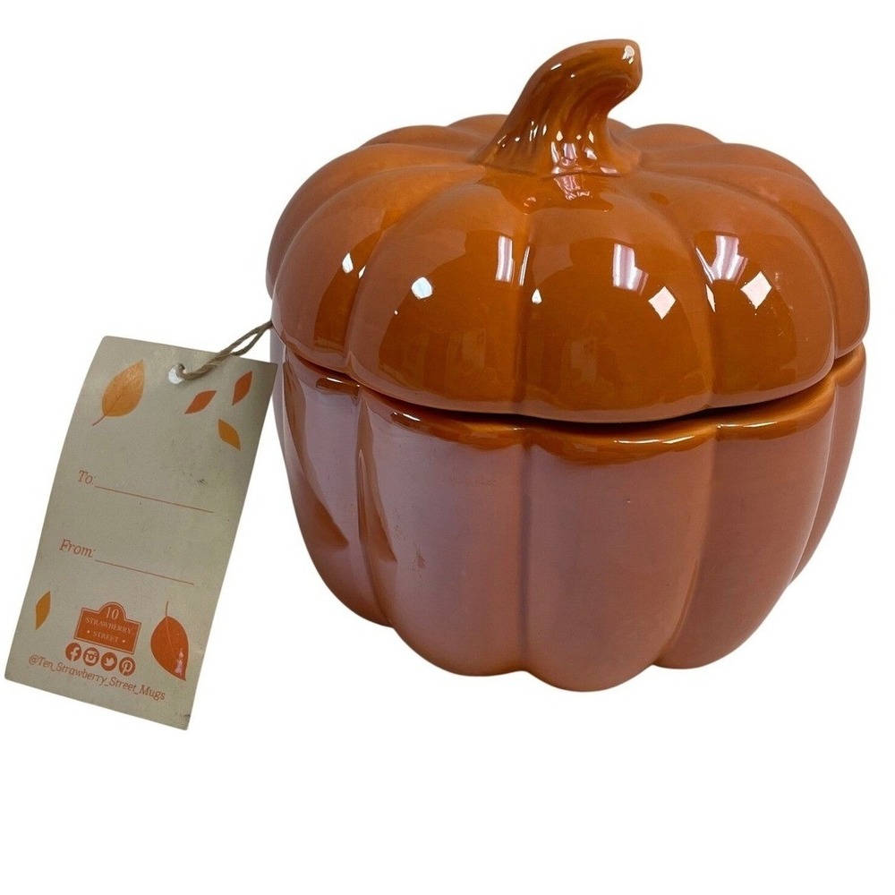 10 Strawberry Street Whimsical Cupboard Orange Iridescent Pumpkin Canister Jar